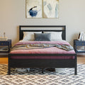 Black Full Size Bed Frame with Wood Headboard and Storage M1514