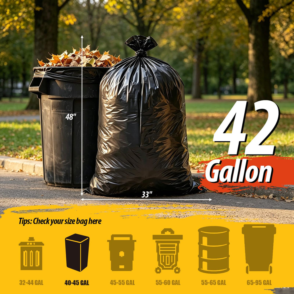 Black 42 Gallon Trash Bags 10 Count R658