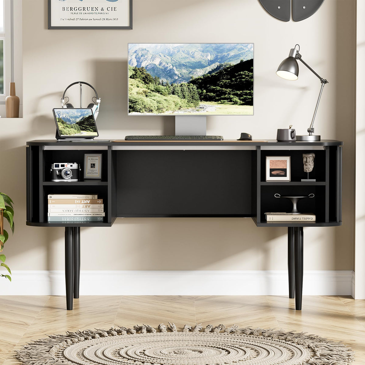 55" Black Wood Writing Desk Z62137