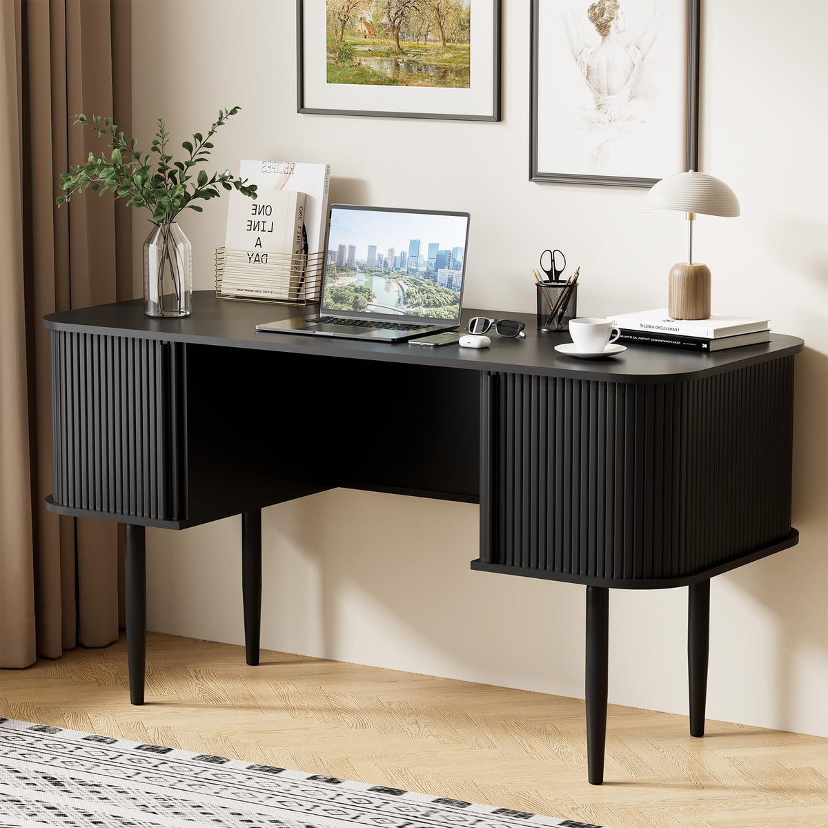 55" Black Wood Writing Desk Z62137