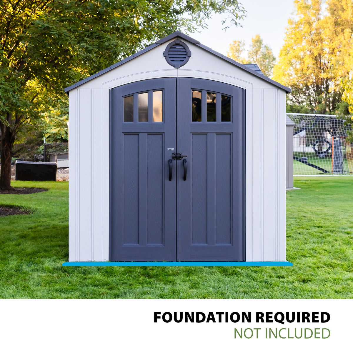 10x8 Ft Gray Resin Outdoor Storage Shed with Double Doors W785
