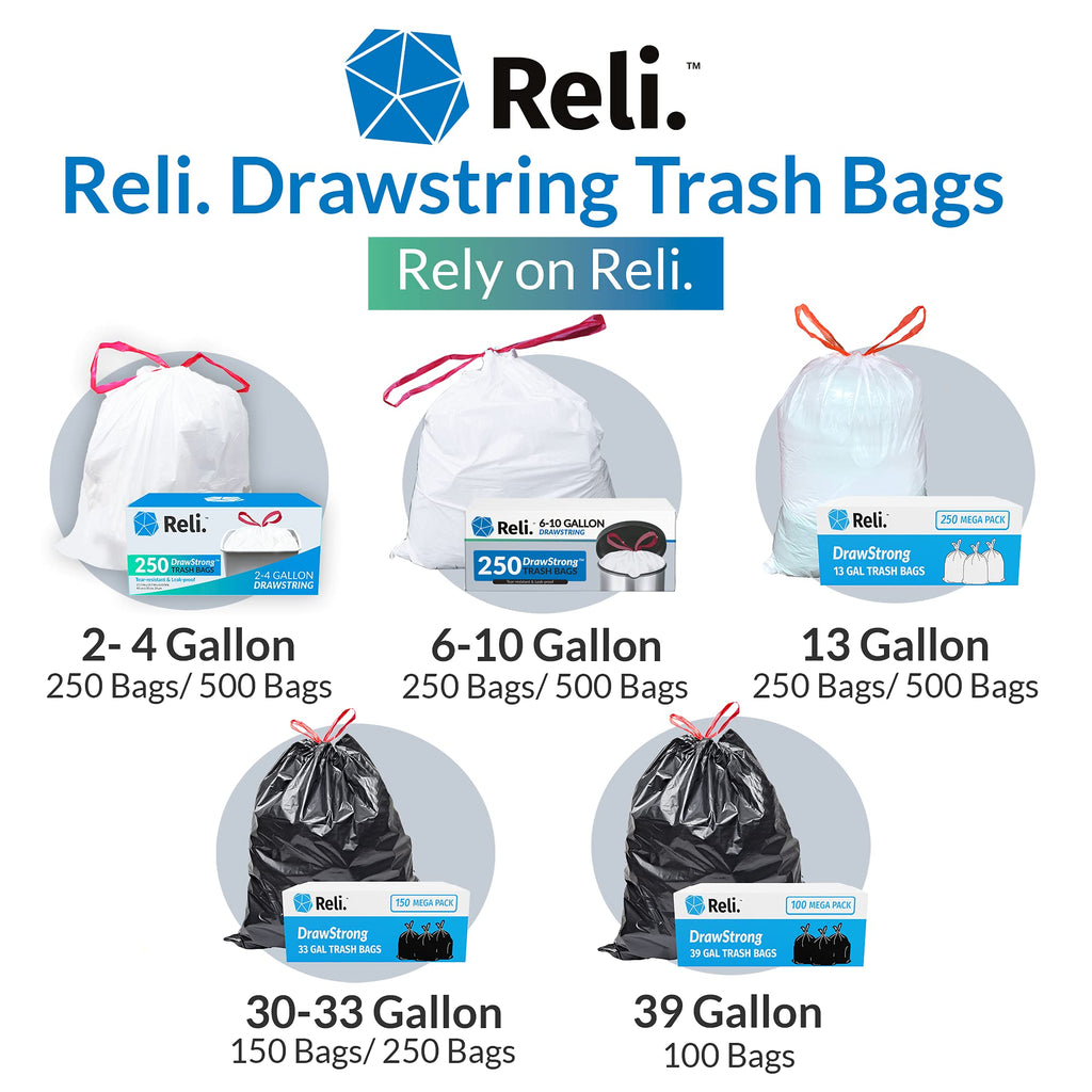 6-10 Gallon Drawstring Trash Bags 500 Count D25609