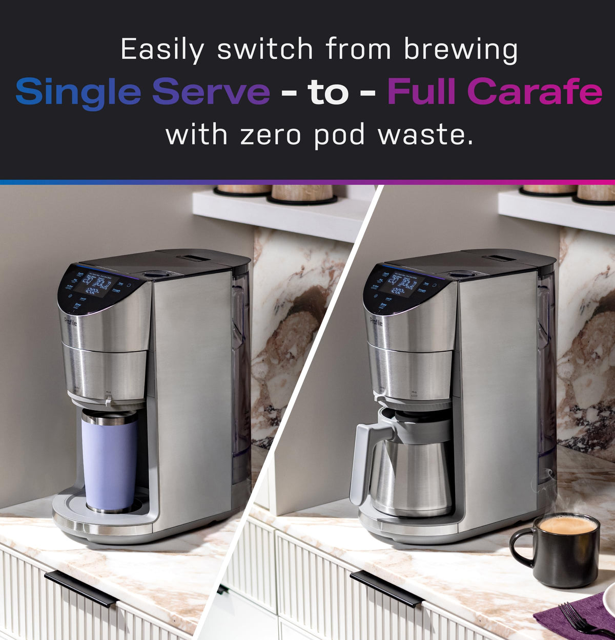 Smart Grind & Brew Coffee Maker with 90oz Water Reservoir, 10 Cup Thermal Carafe, Stainless Steel R782