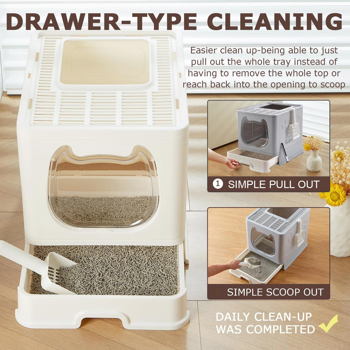Covered Cat Litter Box with Lid S251