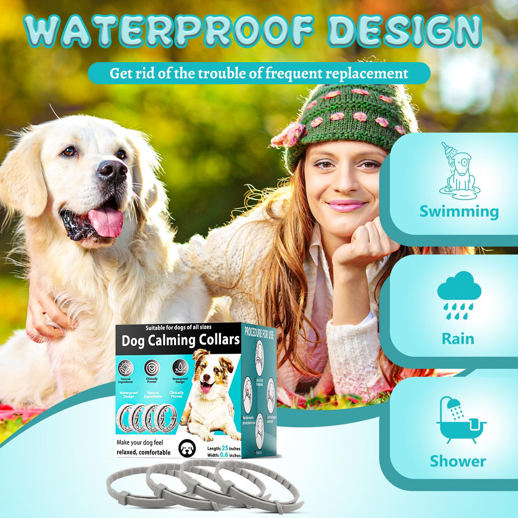 4 Packs Adjustable Dog Calming Collar Grey C24099
