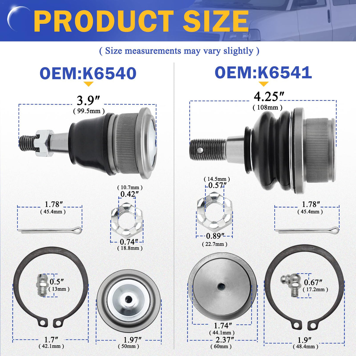 Zinc-Nickel Alloy Front Upper & Lower Ball Joints B3274