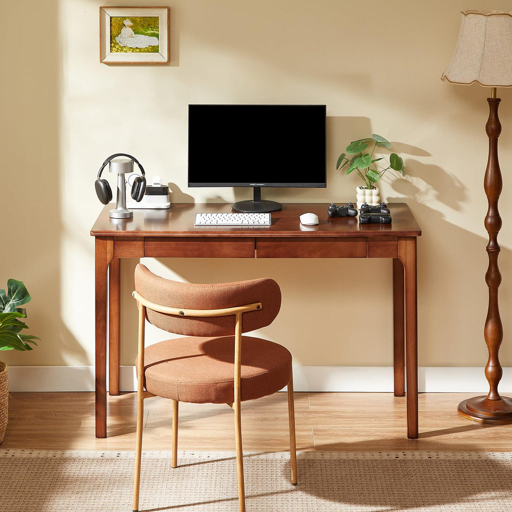 Black Walnut Solid Wood Computer Desk with Drawers U564076