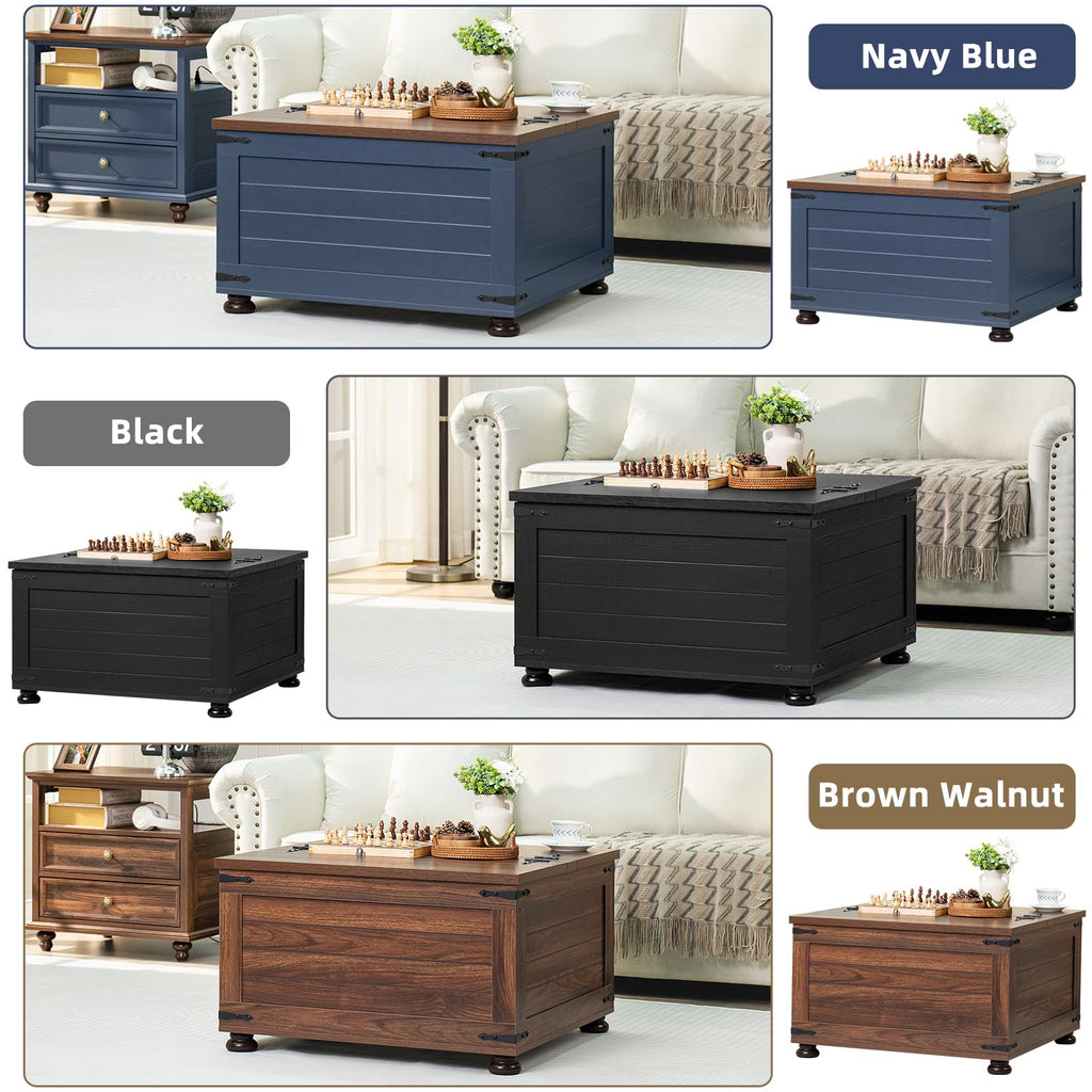 Brown Walnut Coffee Table with Hidden Storage U979031