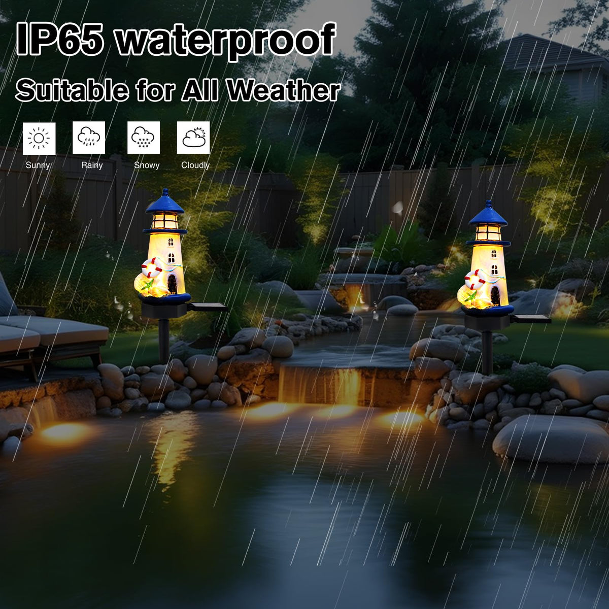 Blue Waterproof Solar Powered Garden Stake Light O1841