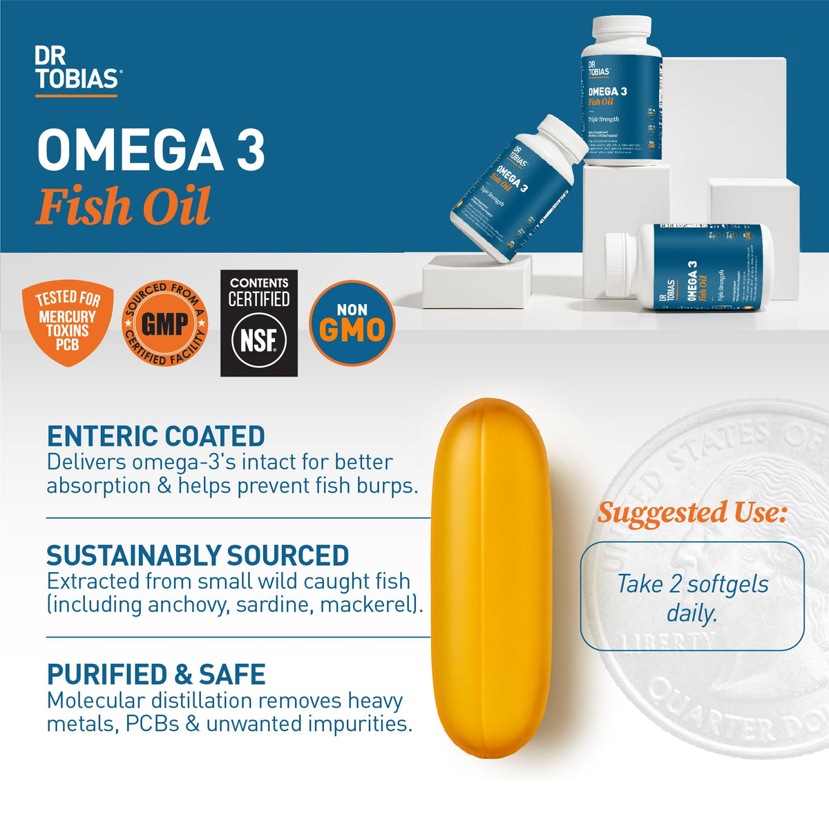 Omega 3 Fish Oil 2000mg 180 Softgels V983546