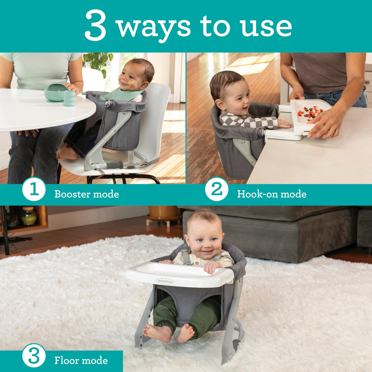 Gray Travel Booster High Chair & Seat J90084