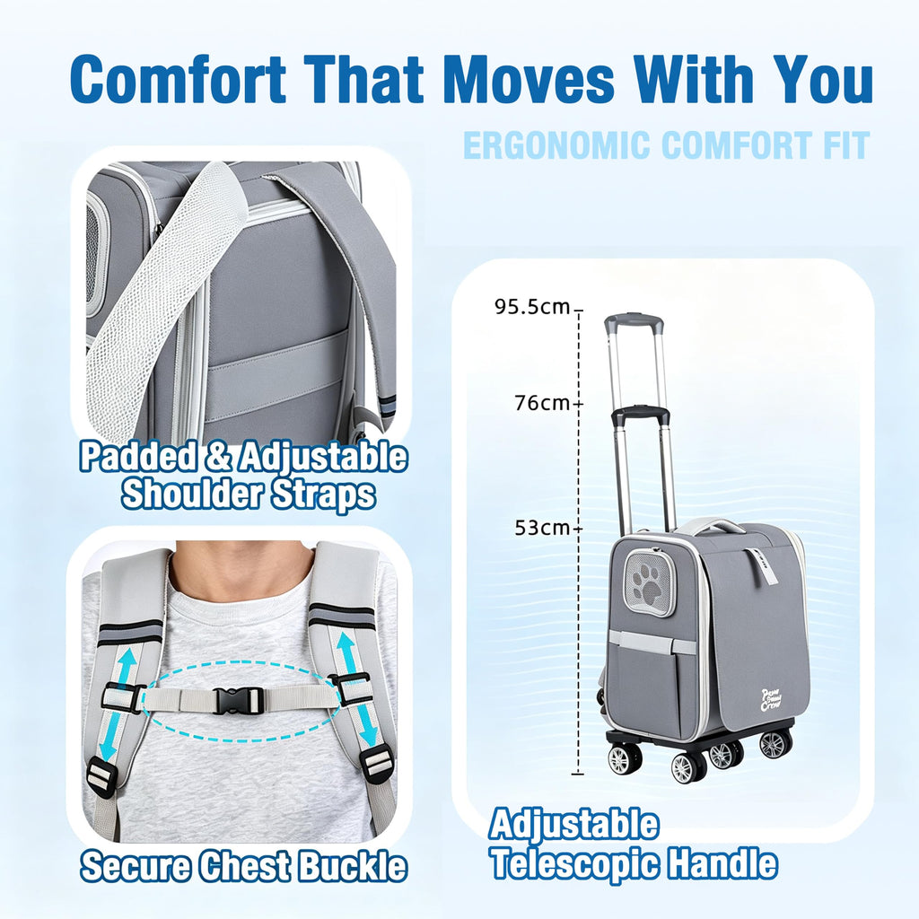 Rolling Pet Carrier Backpack T3566