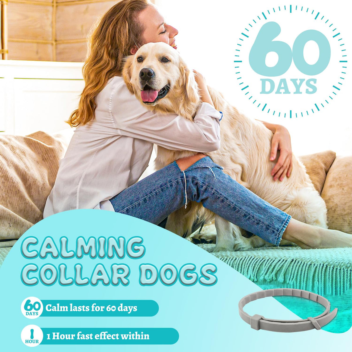 4 Packs Adjustable Dog Calming Collar Grey C24099