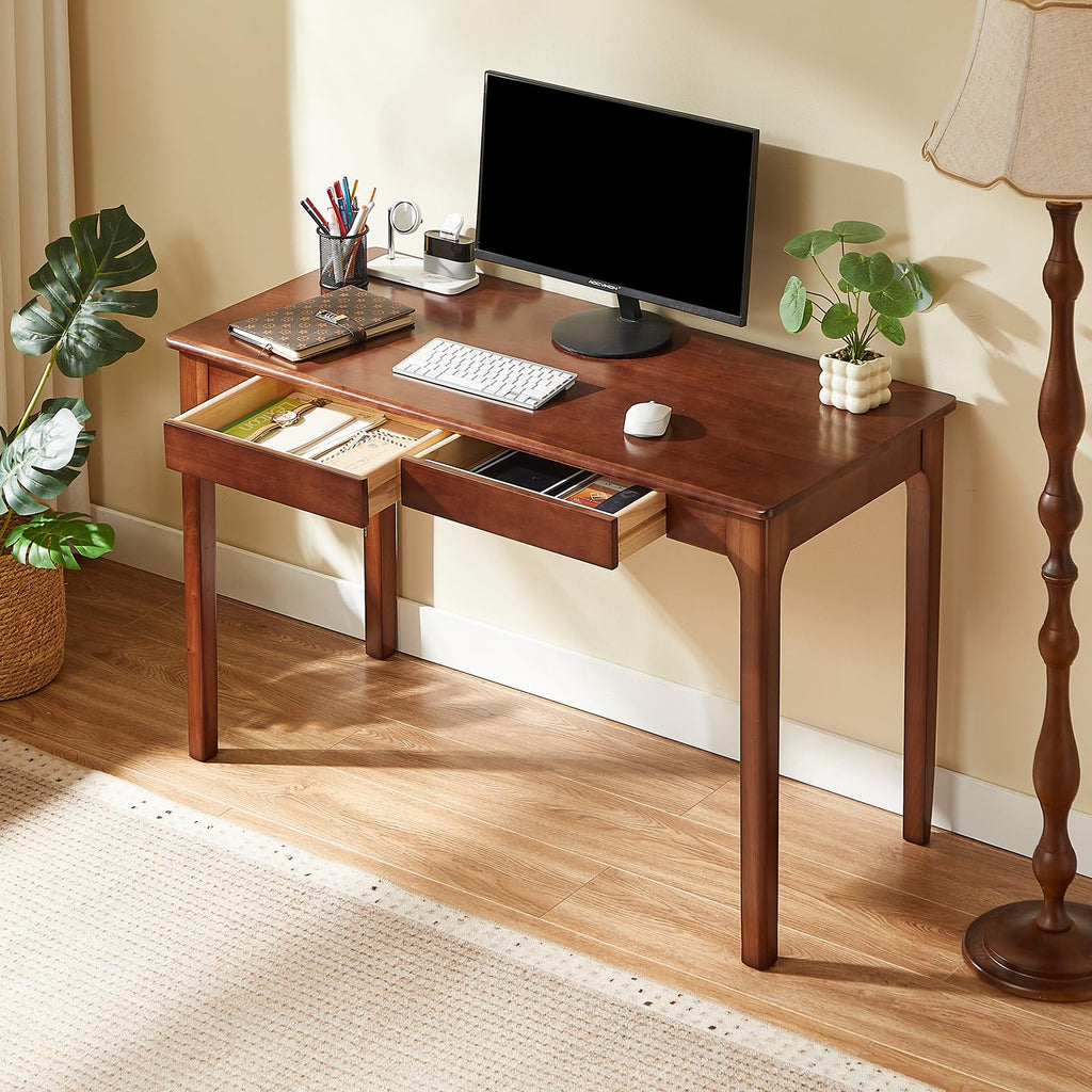 Black Walnut Solid Wood Computer Desk with Drawers U564076