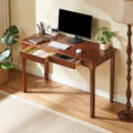 Black Walnut Solid Wood Computer Desk with Drawers U564076