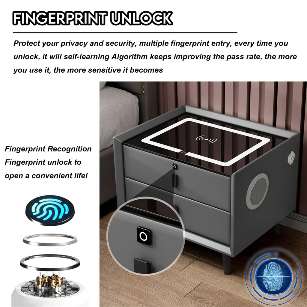 Pink 3 Drawer Nightstand with Wireless Charging Station Z549868