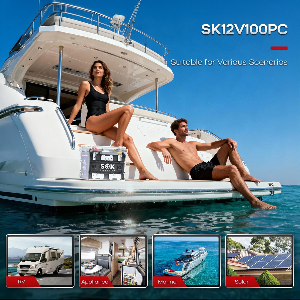 12V 100Ah LiFePO4 Marine Battery BCI Group 24 G209426