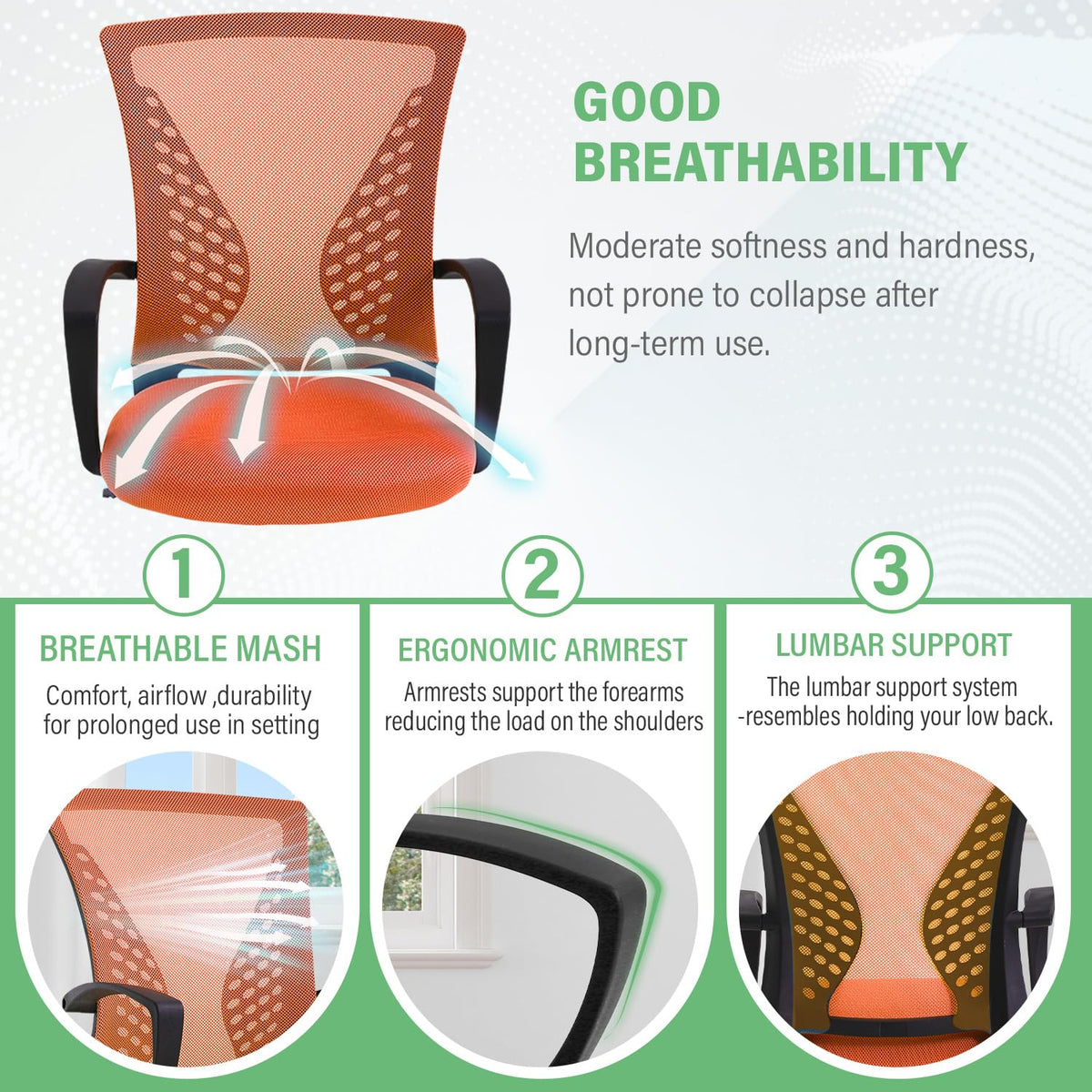 Orange Ergonomic Office Desk Chair with Armrest Q2315