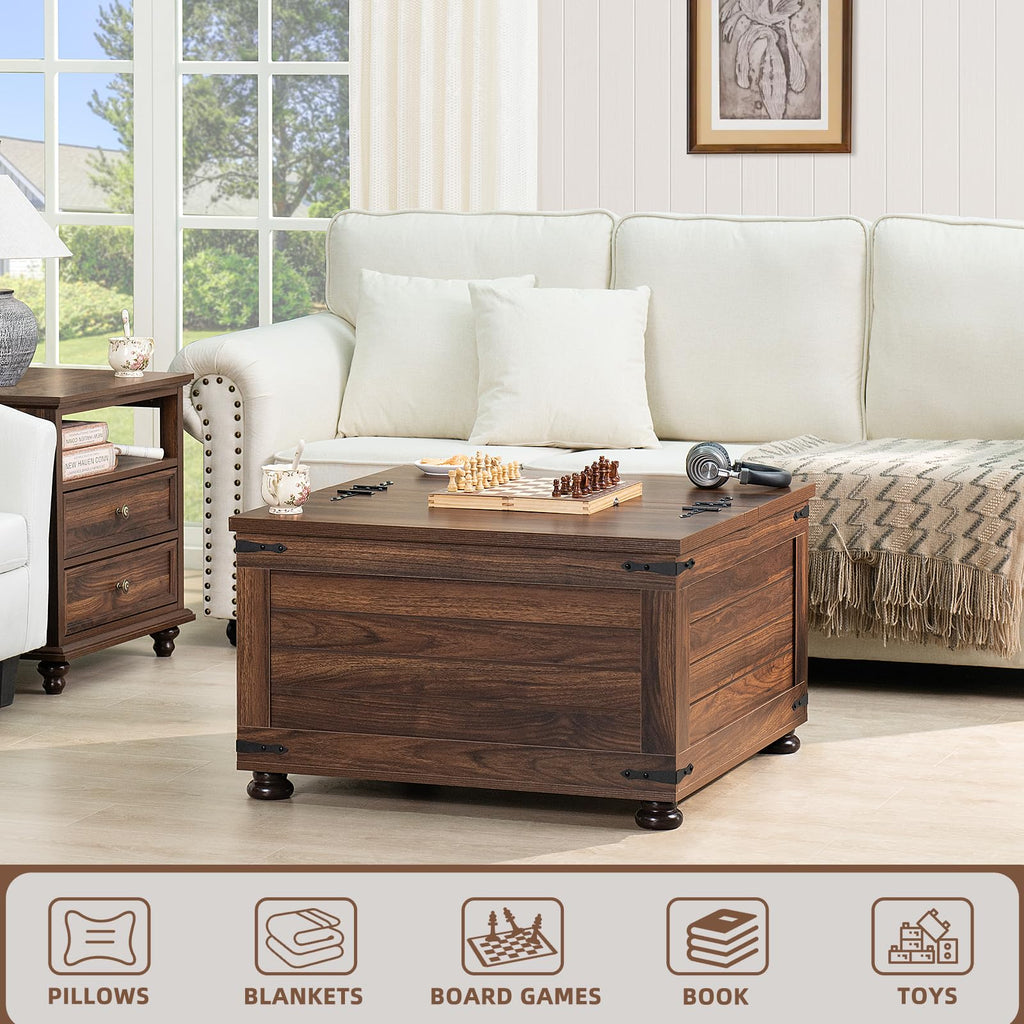 Brown Walnut Coffee Table with Hidden Storage U979031