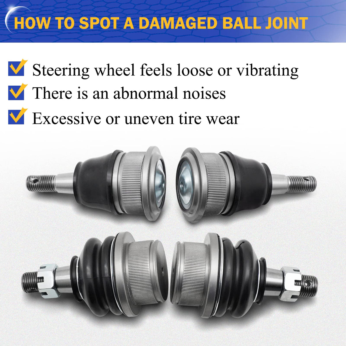 Zinc-Nickel Alloy Front Upper & Lower Ball Joints B3274