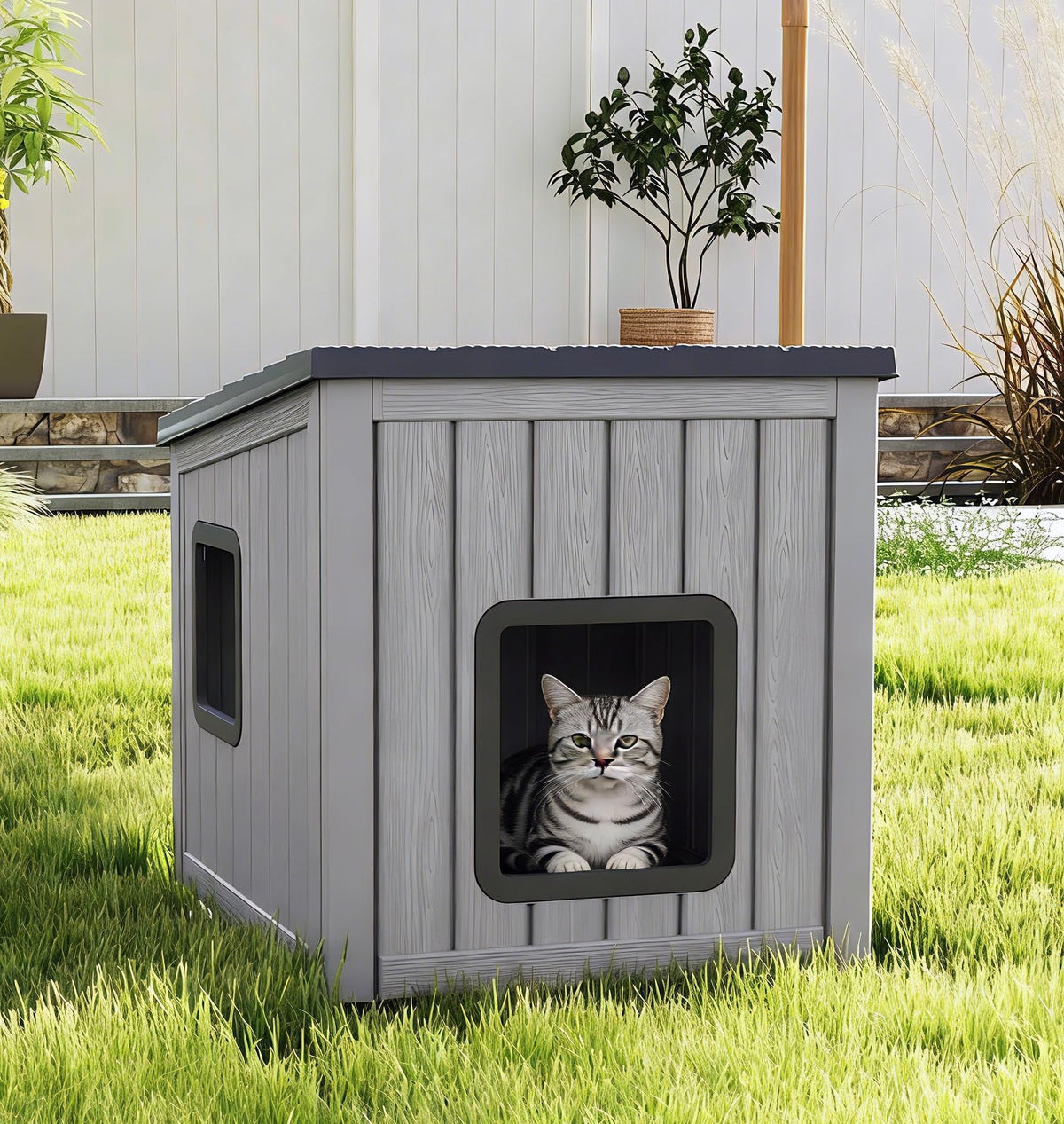 Weatherproof Outdoor Cat House with Air Holes Z78395