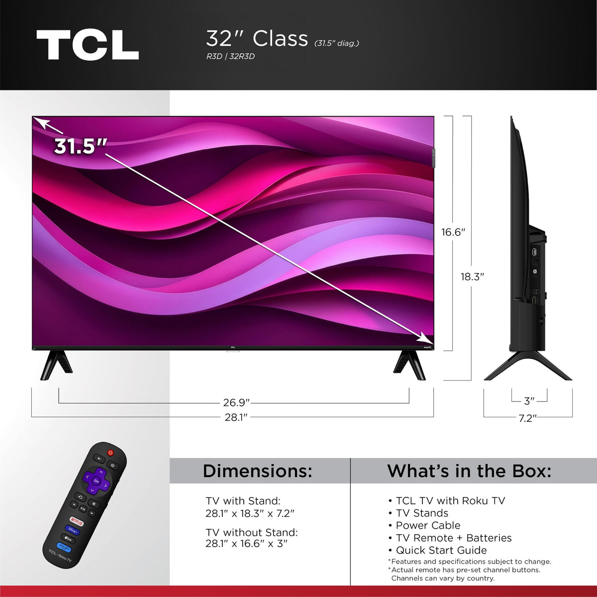 32-Inch QLED Roku Smart TV C16550