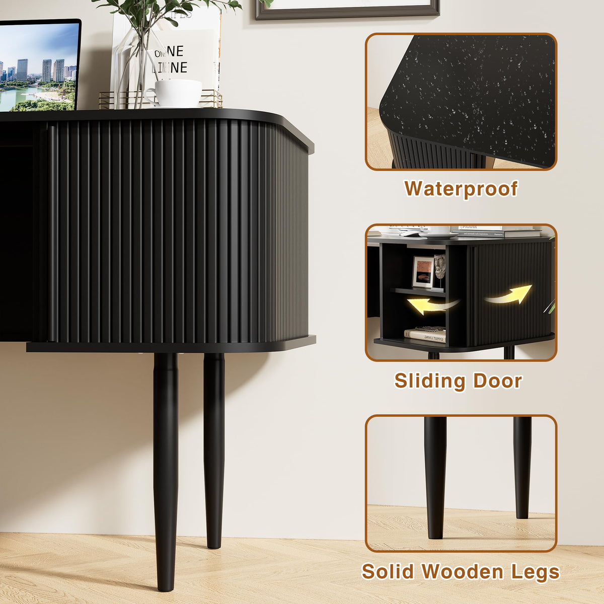 55" Black Wood Writing Desk Z62137