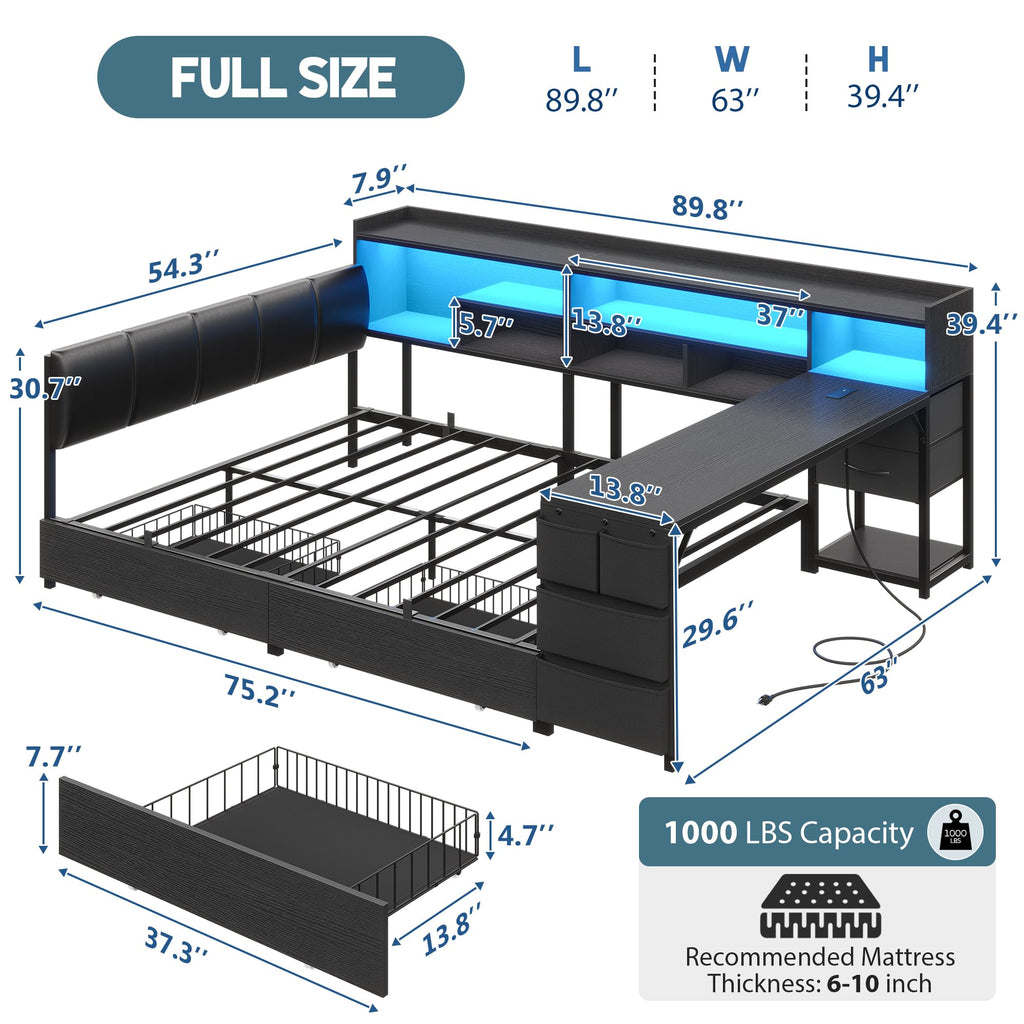 Corner Bed with Storage and Desk Q19244