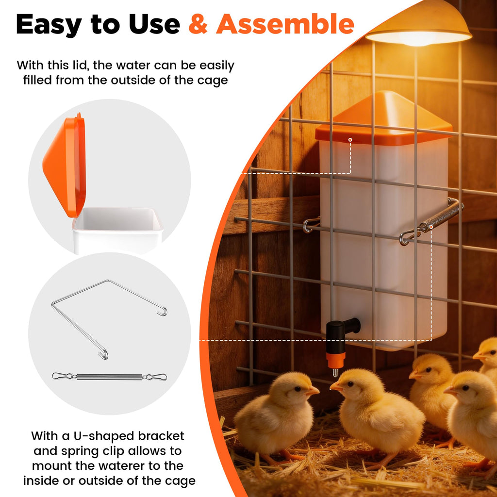 1L Baby Chick Waterer with Nipple Drinker and Anti-Roost Cone A635798