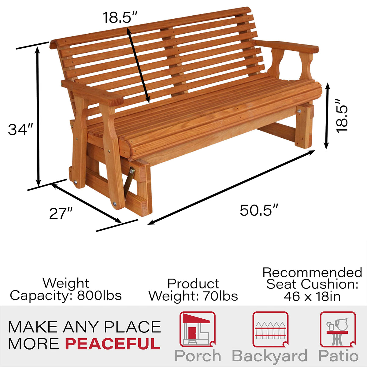 Heavy Duty 800 Lb Porch Glider R2821