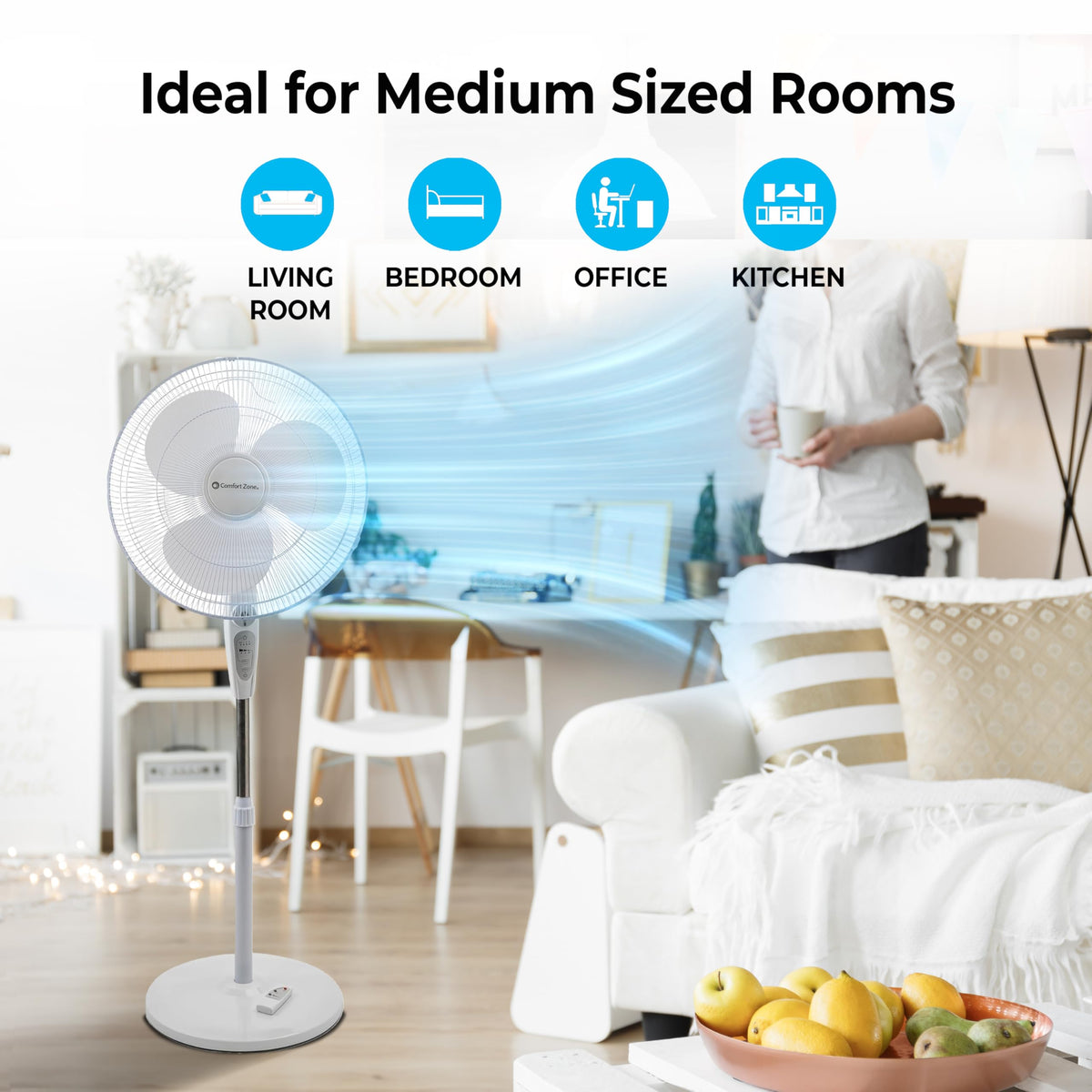 18-Inch Oscillating Pedestal Fan with Remote Control V66407