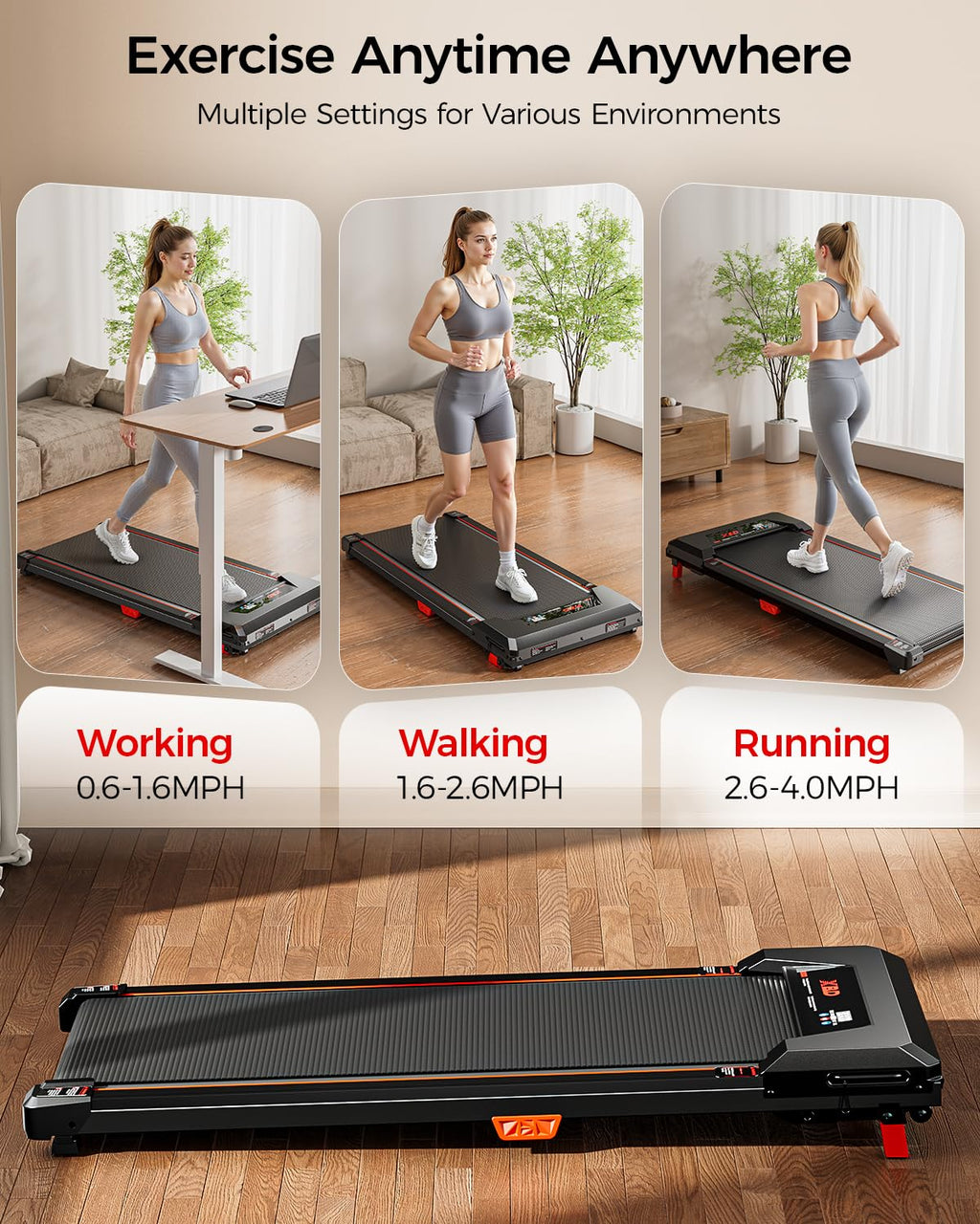 Incline Walking Pad Treadmill 330 Lbs Capacity 2.5HP E676
