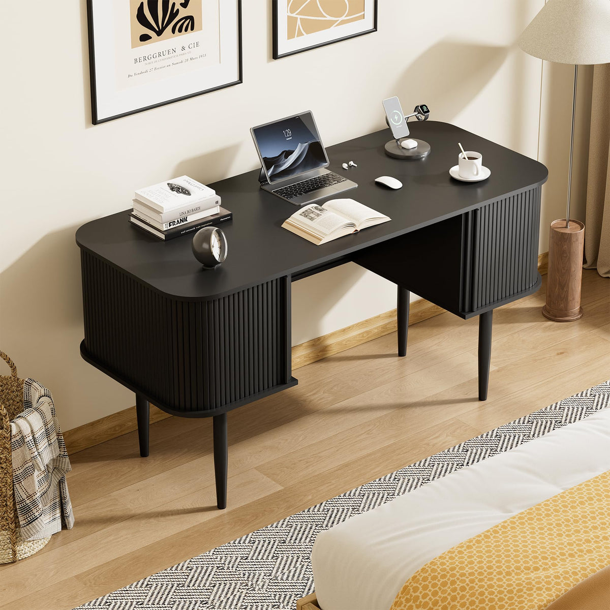 55" Black Wood Writing Desk Z62137