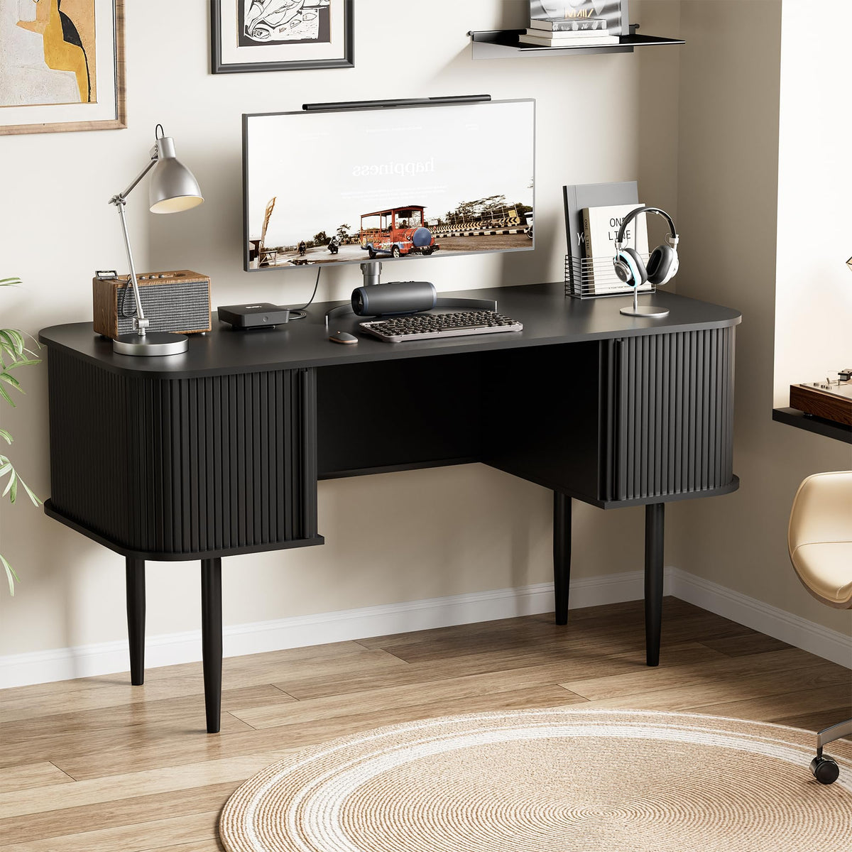 55" Black Wood Writing Desk Z62137