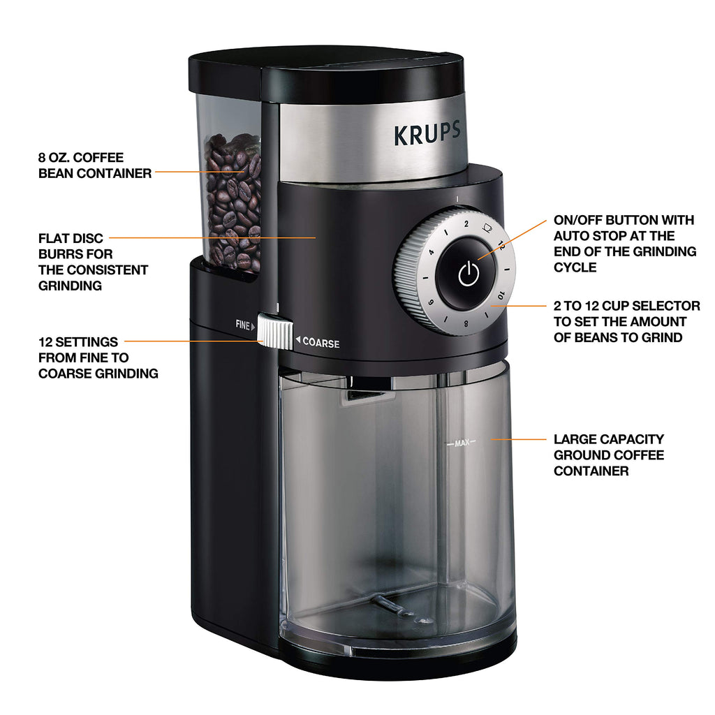 Burr Coffee Grinder 12 Settings 8 oz Stainless Steel Y211