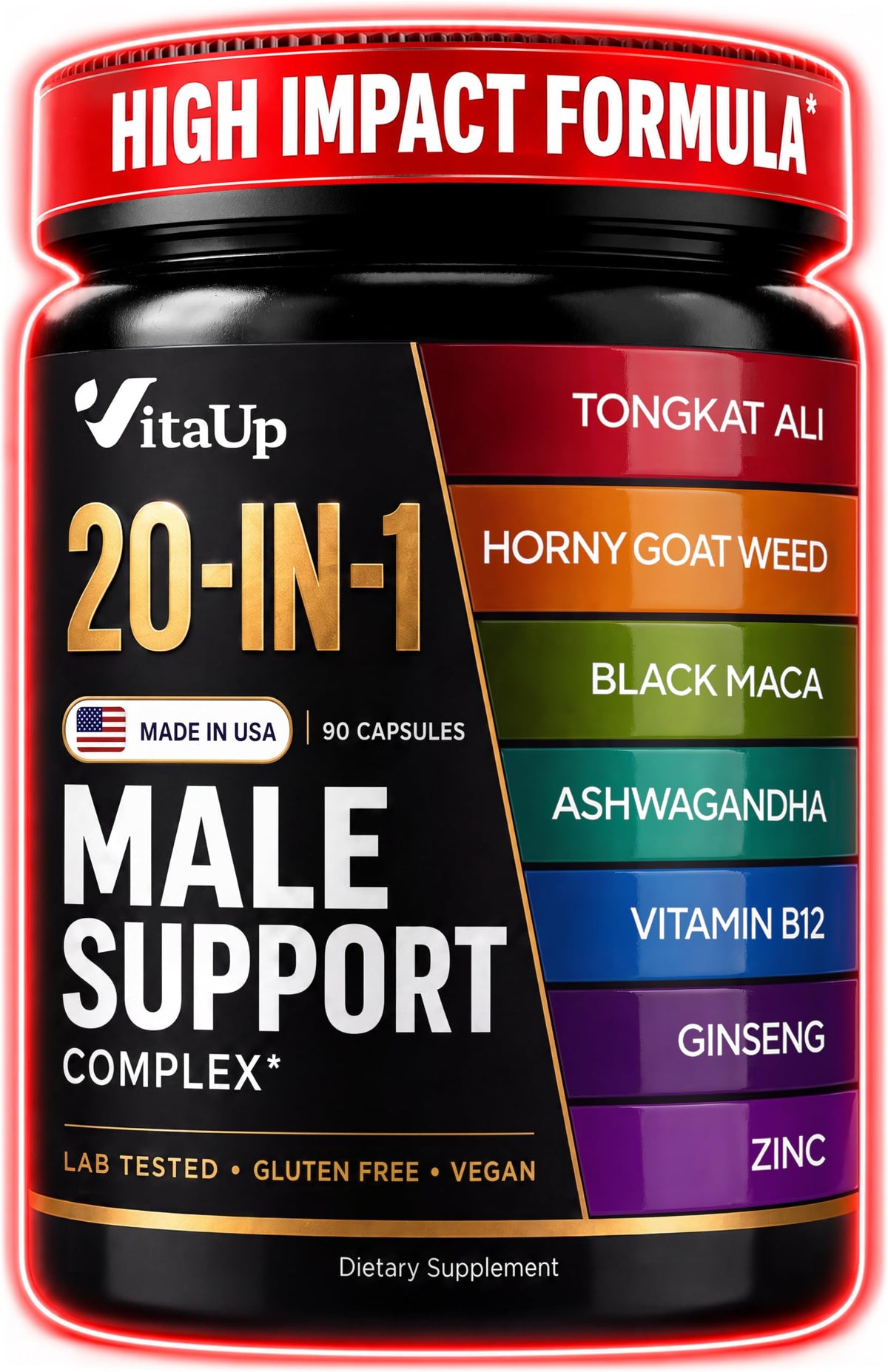90 Vegan Caps Men Supplements with Tongkat Ali, Black Maca Root, Zinc, Vitamin B12 C1695
