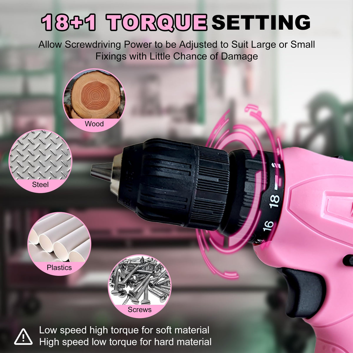 Pink 12V Cordless Drill Set with Battery and Charger J427