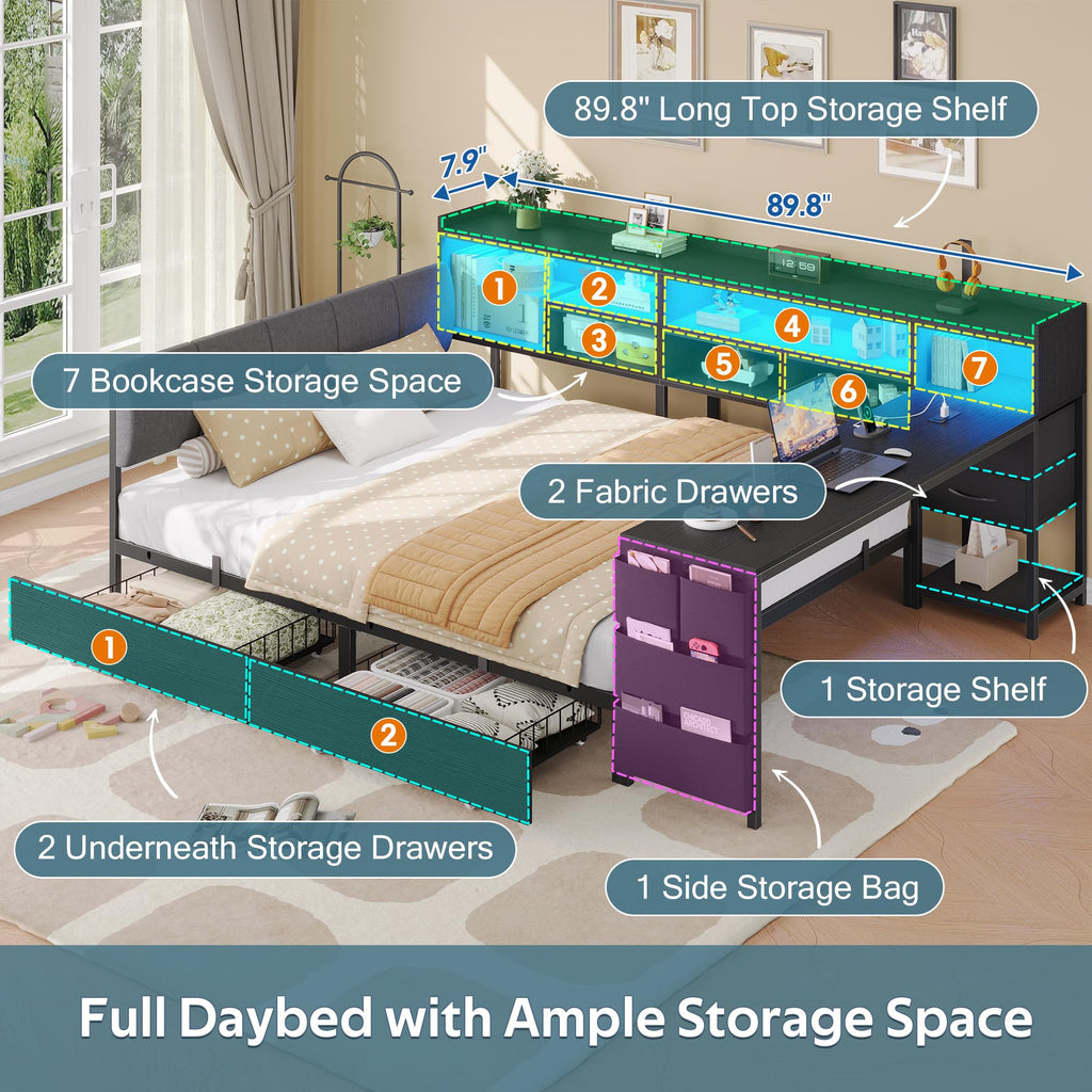 Corner Bed with Storage and Desk Q19244