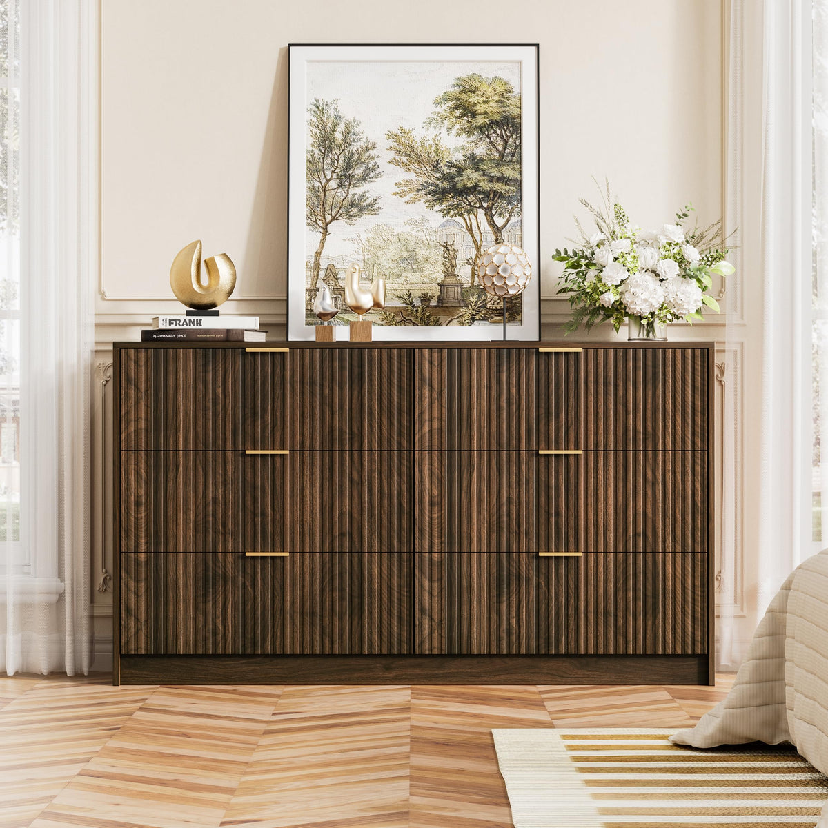 Walnut 6 Drawer Dresser C47461