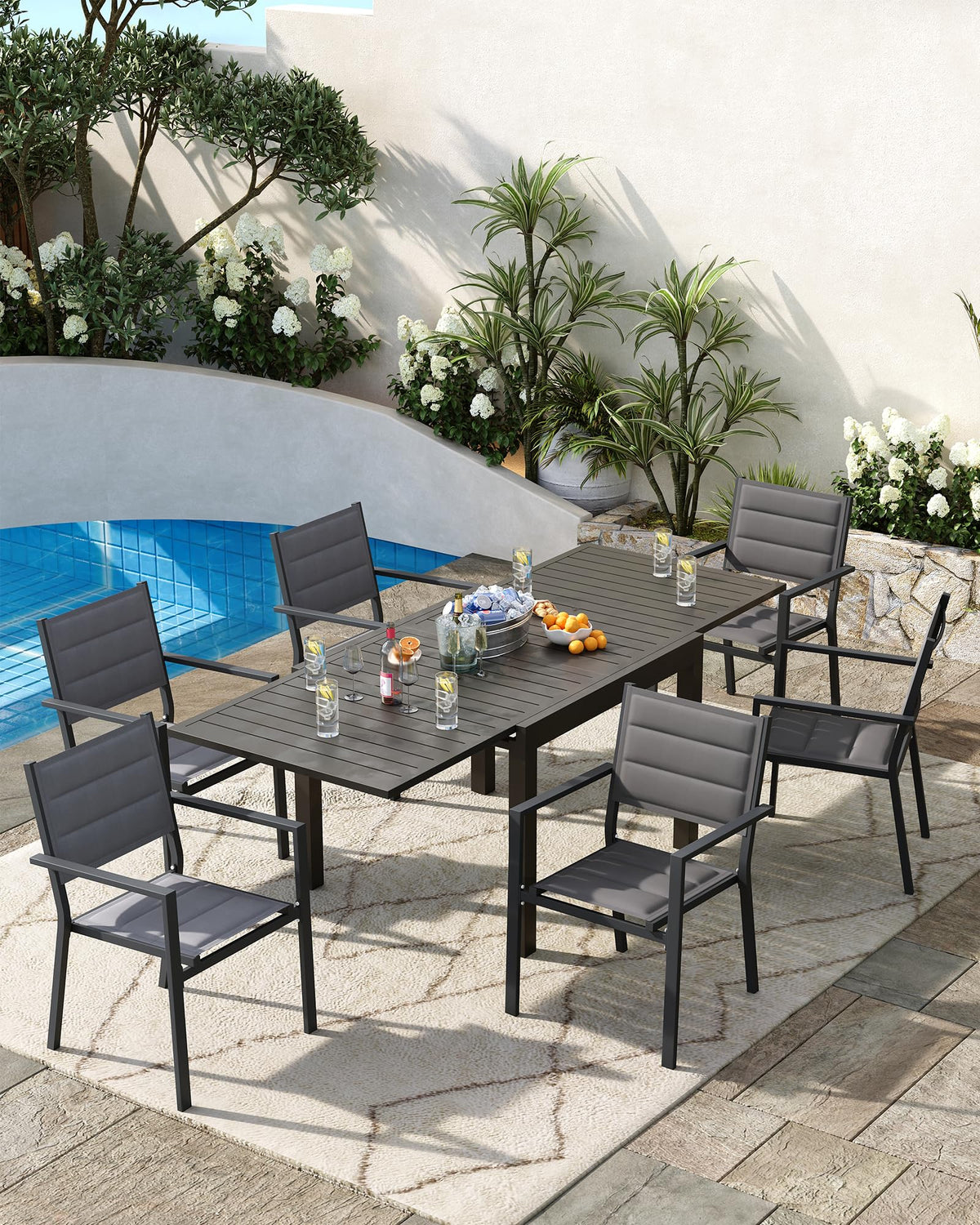 Aluminum Stackable Patio Dining Chairs Set of 2 Dark Grey B290