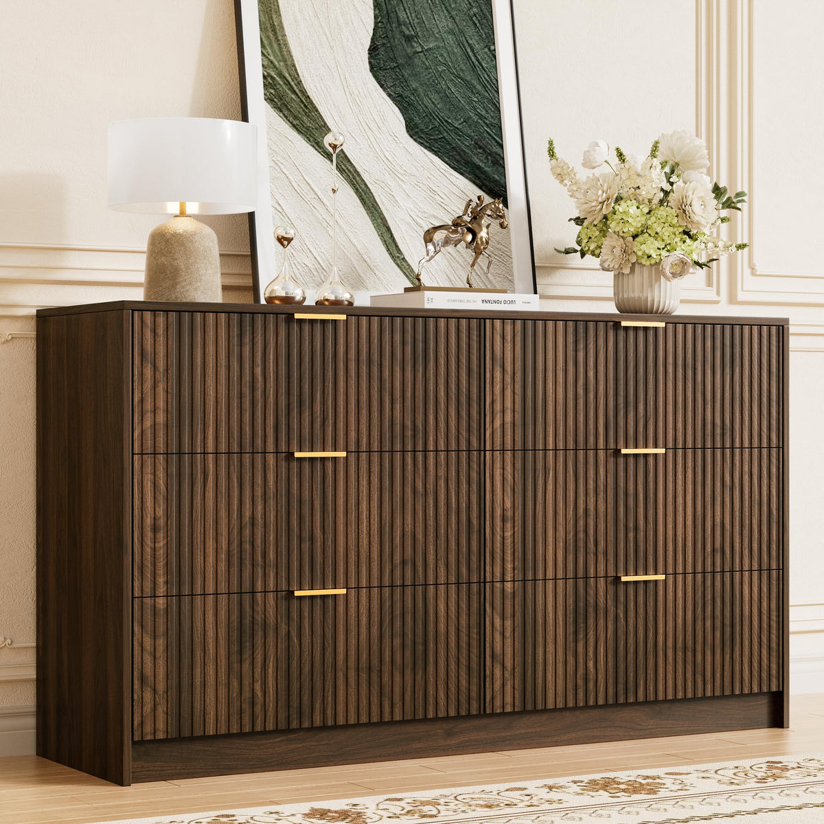 Walnut 6 Drawer Dresser C47461