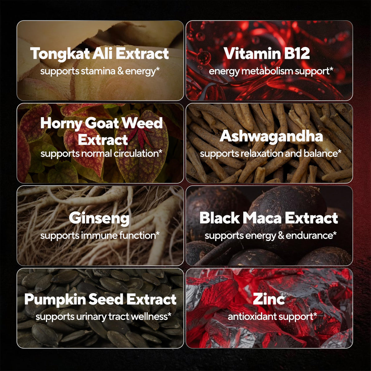 90 Vegan Caps Men Supplements with Tongkat Ali, Black Maca Root, Zinc, Vitamin B12 C1695