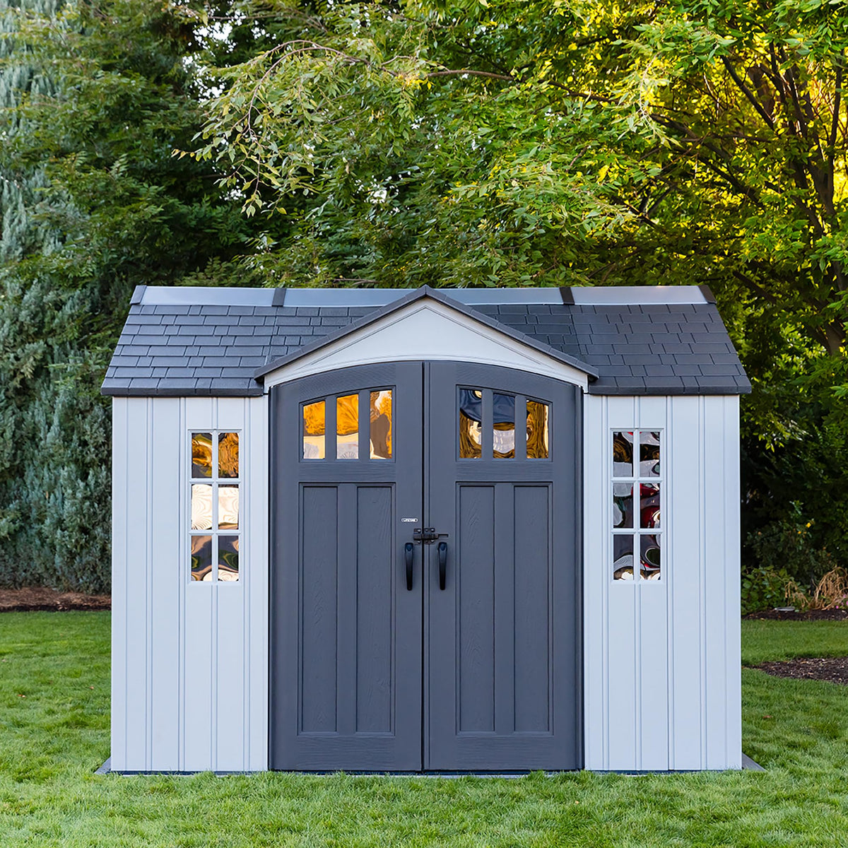 10x8 Ft Gray Resin Outdoor Storage Shed with Double Doors W785