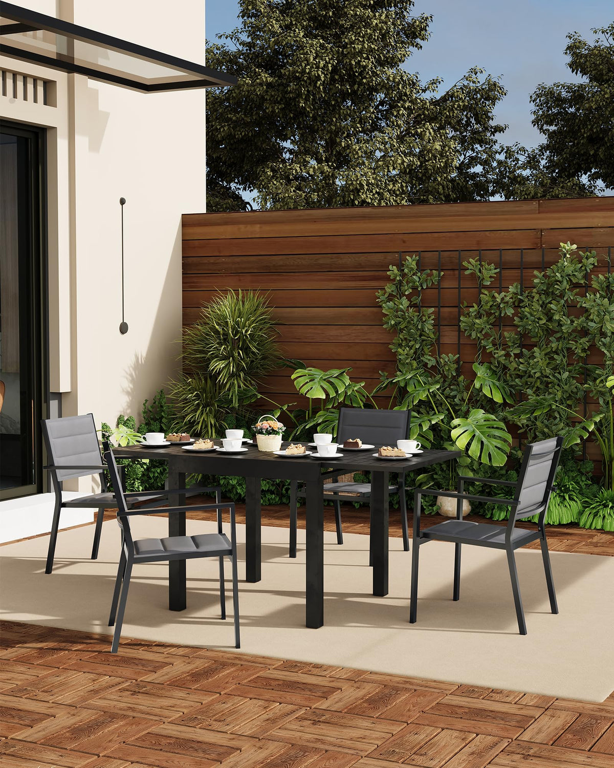 Aluminum Stackable Patio Dining Chairs Set of 2 Dark Grey B290