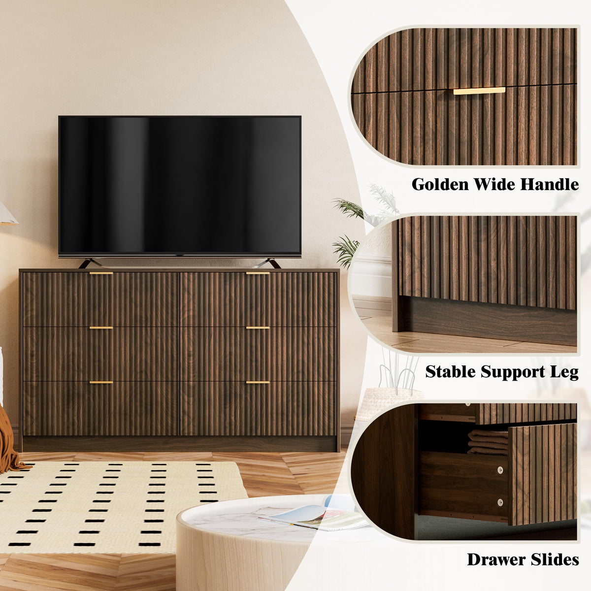 Walnut 6 Drawer Dresser C47461