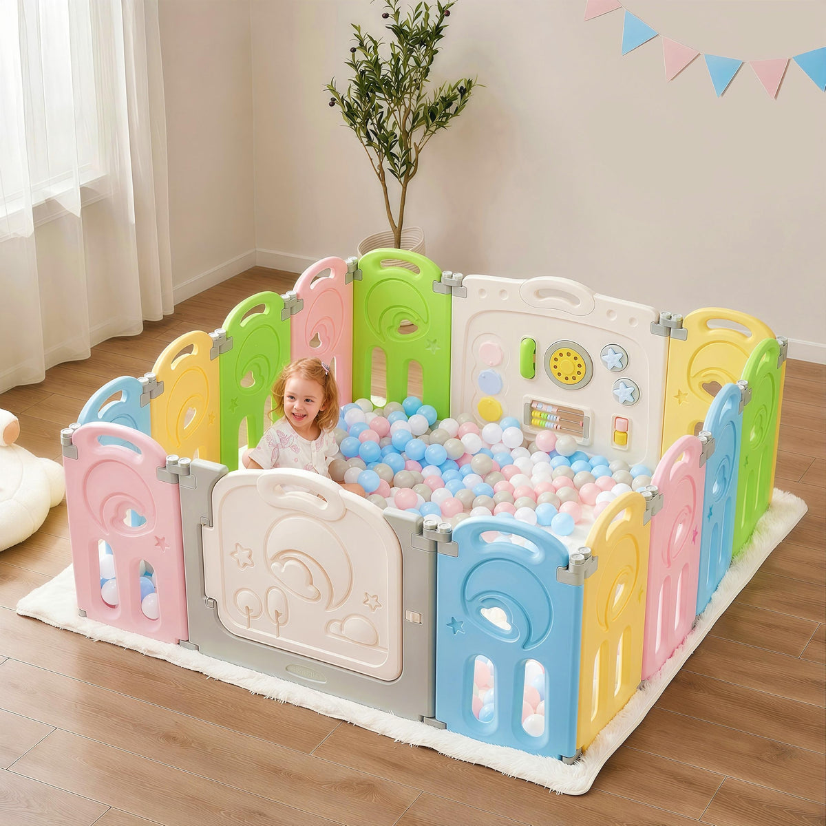 Large 14-Panel Baby Playpen M425036